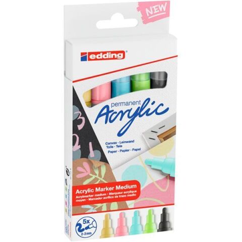 Edding Permanent Akrilik Kalem Seti 5'li Pastel