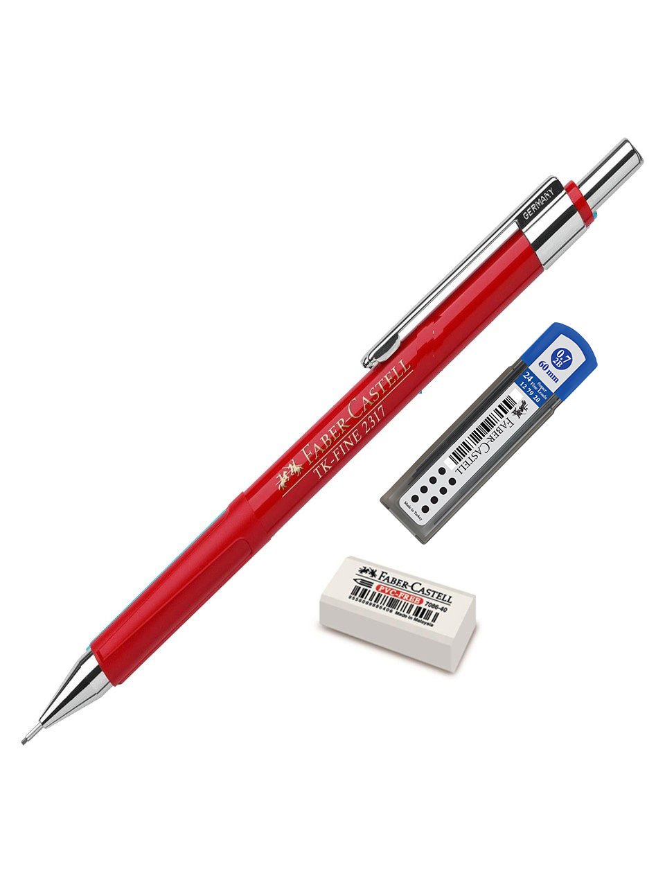 Faber Castell TK Fine Mekanik Kurşun Kalem Seti Kırmızı 0.7