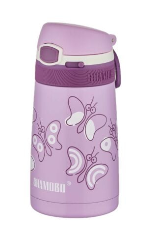 Çocuk 350 Ml Pipetli Paslanmaz Çelik Termos Bpa Içermez Mor