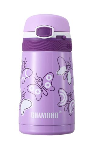 Çocuk 350 Ml Pipetli Paslanmaz Çelik Termos Bpa Içermez Mor
