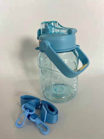 Shotay ST-7313 Pipetli Askılı Tritan Matara 1000 ml Mavi