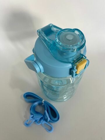 Shotay ST-7313 Pipetli Askılı Tritan Matara 1000 ml Mavi