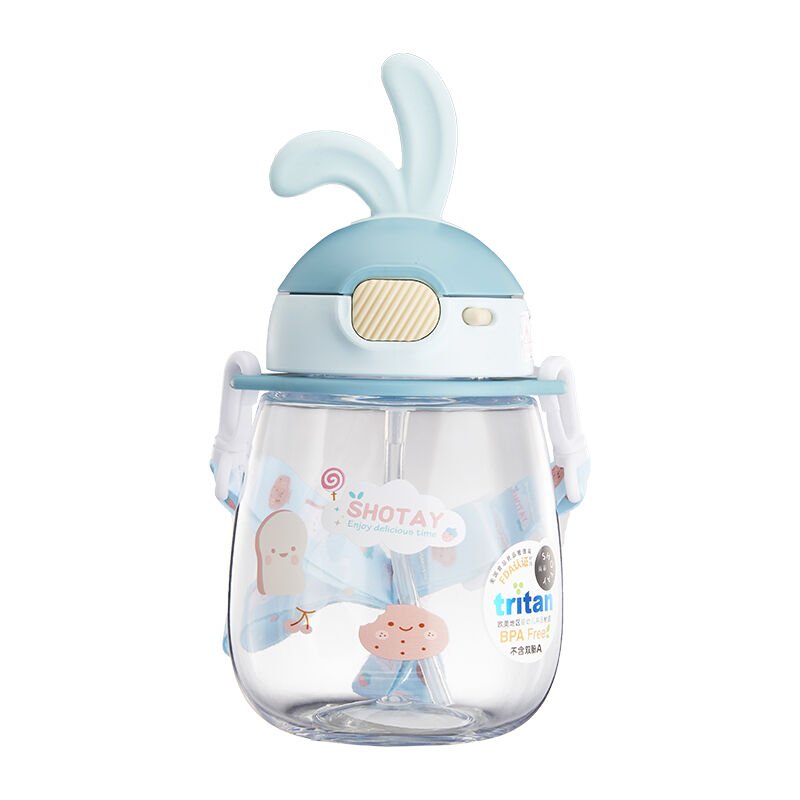 Shotay ST-7008 600ML Mavi Kulaklı Tritan Pipetli Askılı Matara