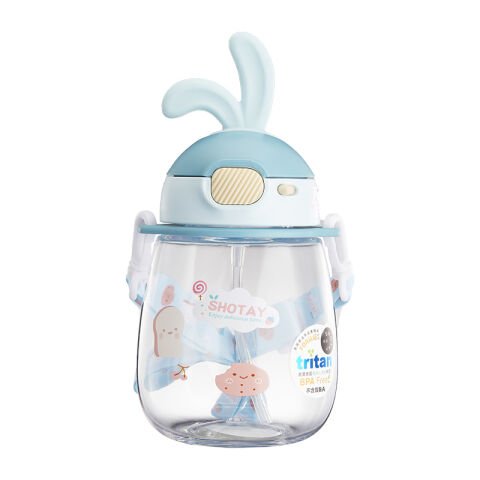 Shotay ST-7008 600ML Mavi Kulaklı Tritan Pipetli Askılı Matara