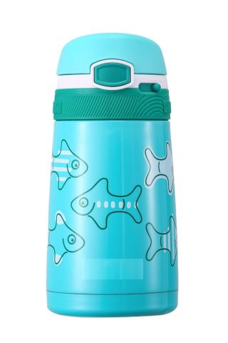 Çocuk 350 Ml Pipetli Paslanmaz Çelik Termos Bpa İçermez Turkuaz