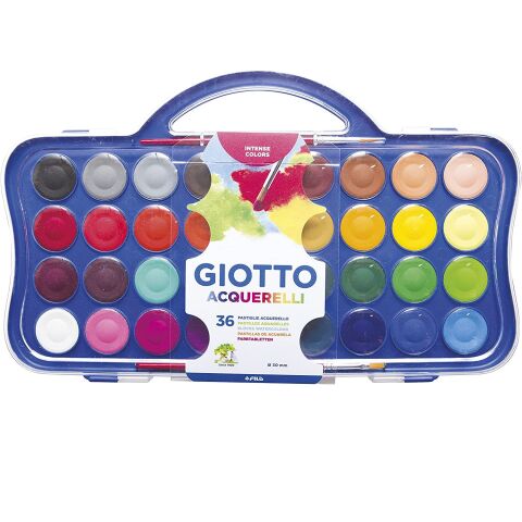 Giotto Sulu Boya 30mm 36 Renk Plastik Kutu Set (1'li Paket) - YENİ