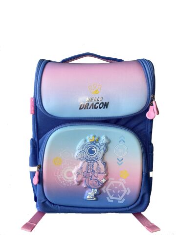 Hello Dragon Unisex Omurga Koruyucu Laptop&Sırt Çantası Açık Mavi - Pembe Desenli