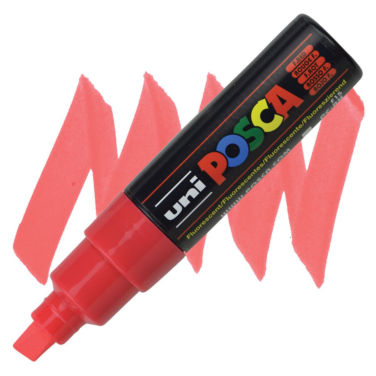 Uni Posca 8.0mm Su Bazlı Poster Markörü Fosforlu Kırmızı (Fluorescent Red) PC-17K