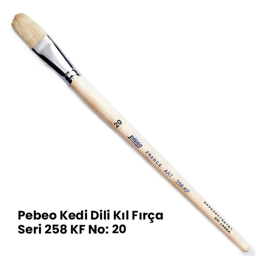 Pebeo France Art 258Kf Beyaz Kıl Yassı Kedi Dili Fırça No:20