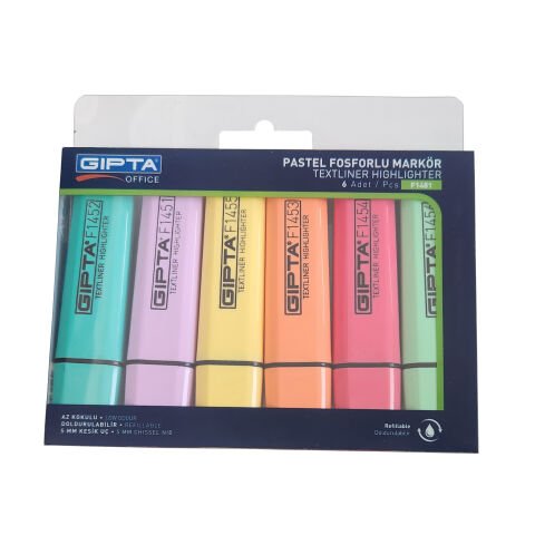 Gıpta Pastel Highlighter Kalem 6'lı Set