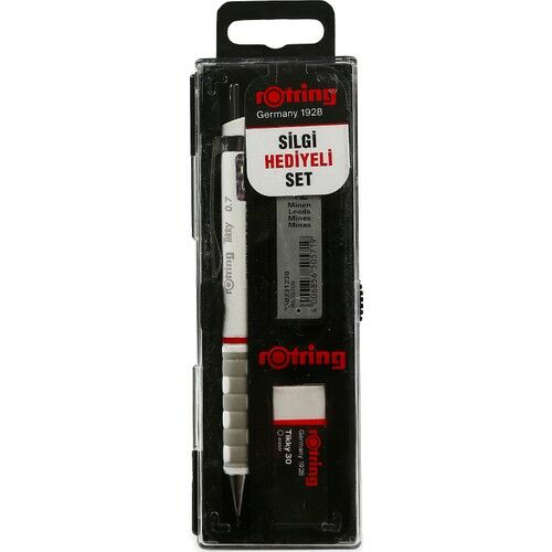 Rotring Tikky Okul Seti 0.7 mm Beyaz Versatil Kalem + Silgi + Uç