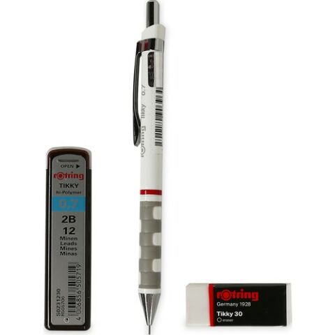 Rotring Tikky Okul Seti 0.7 mm Beyaz Versatil Kalem + Silgi + Uç