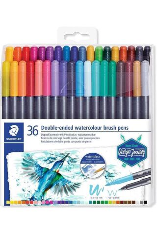 Kuş Marsgraphic Duo Çift Taraflı Fırça Uçlu Marker 36 RENK SET