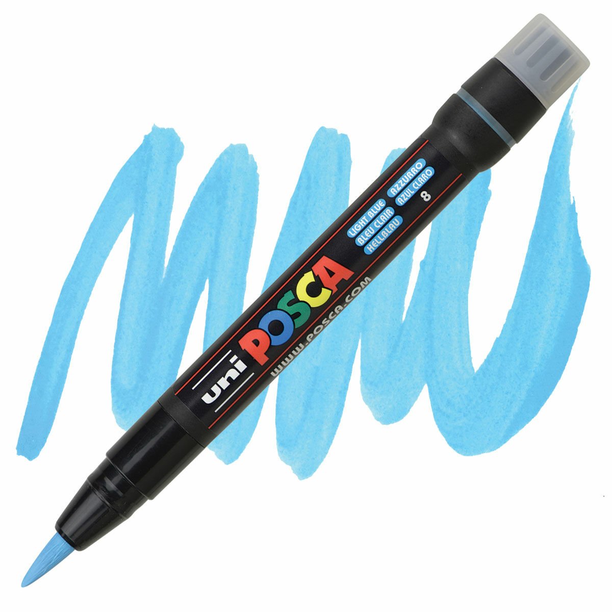 Uni POSCA 1-10 mm Fırça Uçlu Su Bazlı Poster Markörü Açık Mavi (Light Blue) PCF-353