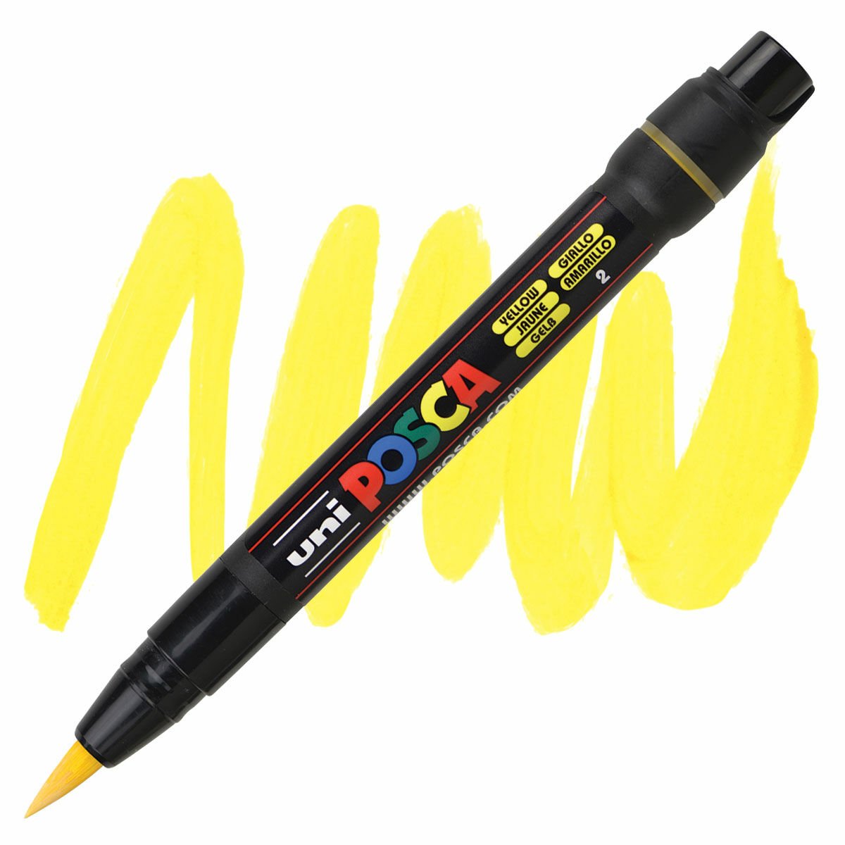 Uni POSCA 1-10 mm Fırça Uçlu Su Bazlı Poster Markörü Sarı (Yellow) PCF-355