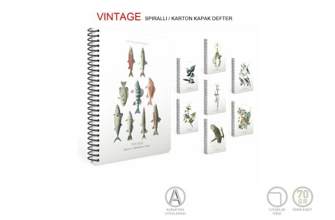 Gıpta Vintage 19x26 80 Yaprak Kareli Karton Kapak Spiralli Defter