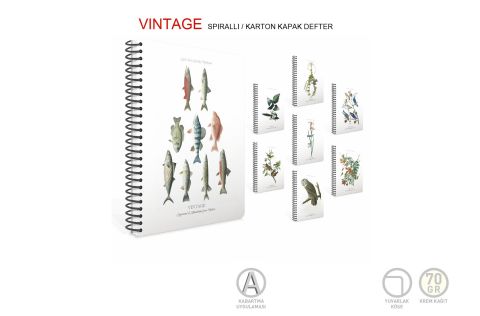 Gıpta Vintage 19x26 80 Yaprak Çizgili Karton Kapak Spiralli Defter