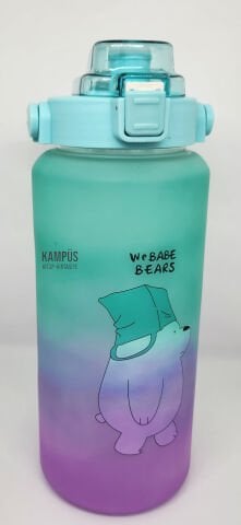 Taros Quokka 2000ml Yeşil Mor Çift Başlıklı Stickerlı Matara