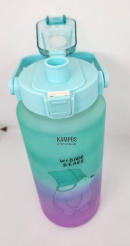 Taros Quokka 2000ml Yeşil Mor Çift Başlıklı Stickerlı Matara
