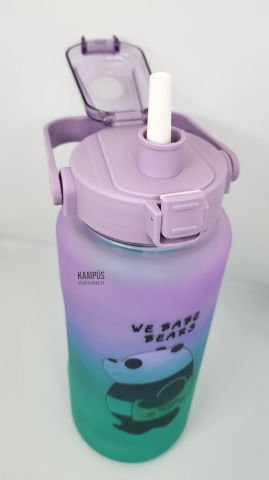 Taros Quokka 2000ml Mavi Yeşil Çift Başlıklı Stickerlı Matara