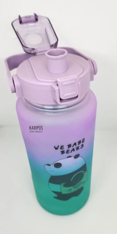 Taros Quokka 2000ml Mavi Yeşil Çift Başlıklı Stickerlı Matara