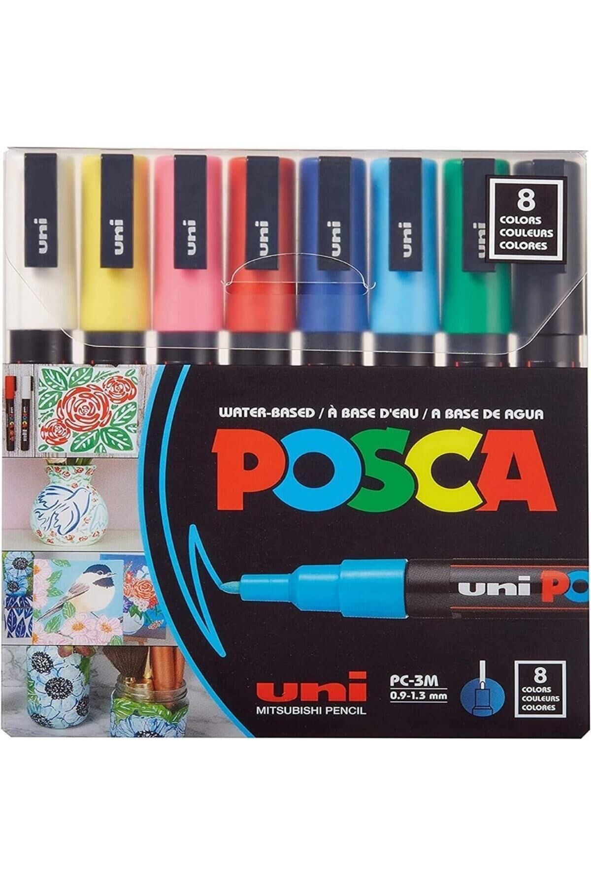 Posca Pc-3m Su Bazlı Boyama Markörü 8'li Ana Renkler 0,9-1,3mm