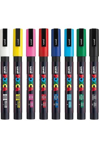 Posca Pc-3m Su Bazlı Boyama Markörü 8'li Ana Renkler 0,9-1,3mm