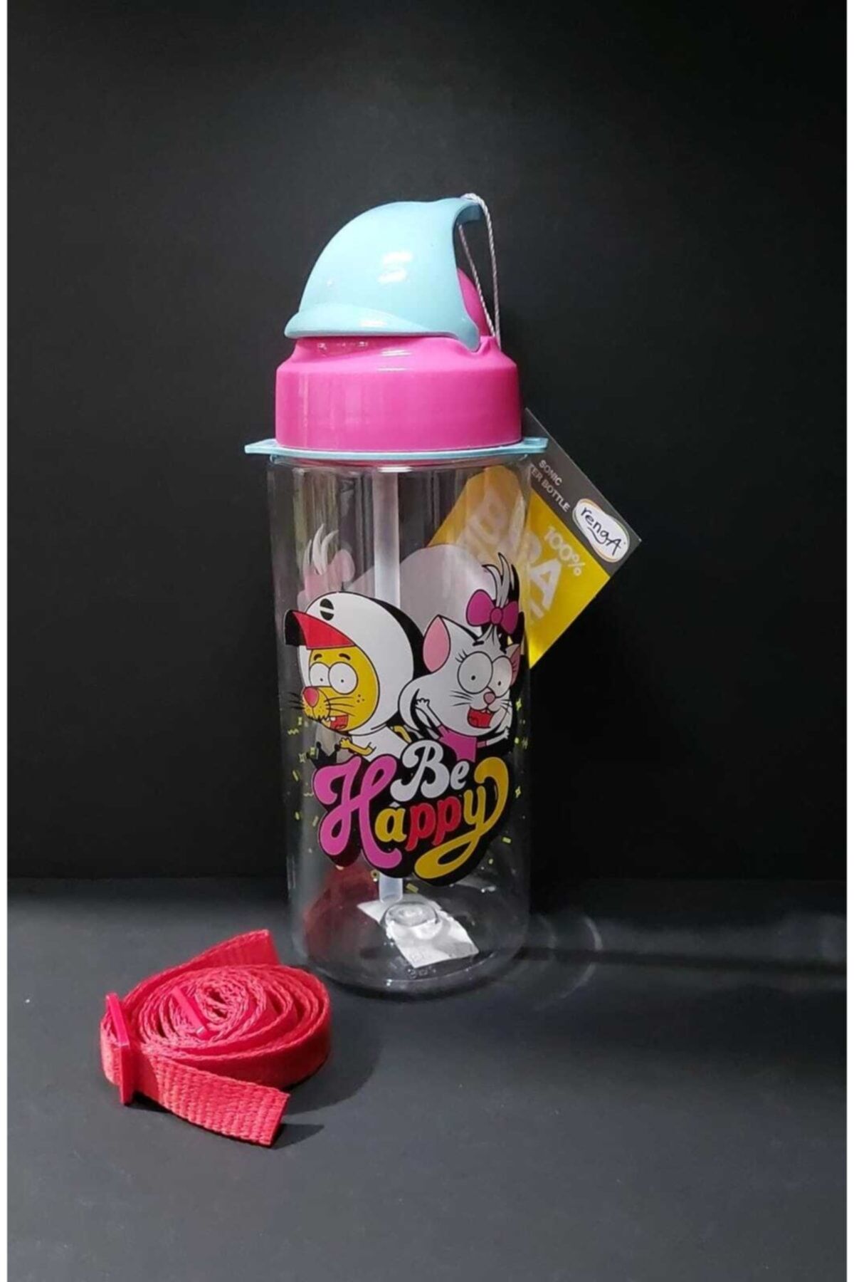 Tritan Matara Pipetli Kral Şakir Desenli 500 Cc Pembe