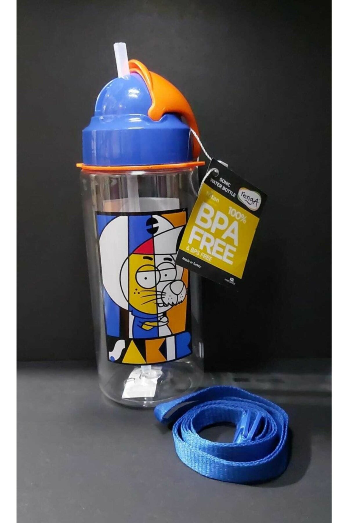 Tritan Matara Pipetli Kral Şakir Desenli 500 Cc Mavi