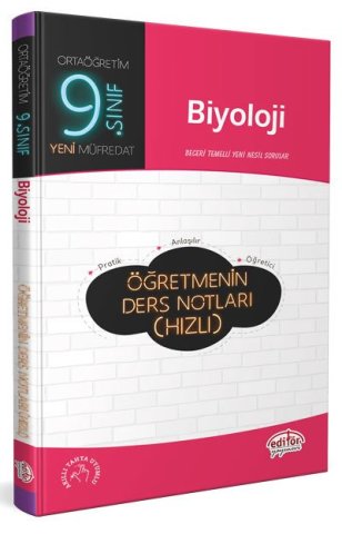 Editör Yayınları 9. Sınıf Biyoloji Öğretmenin Ders Notları (Hızlı)