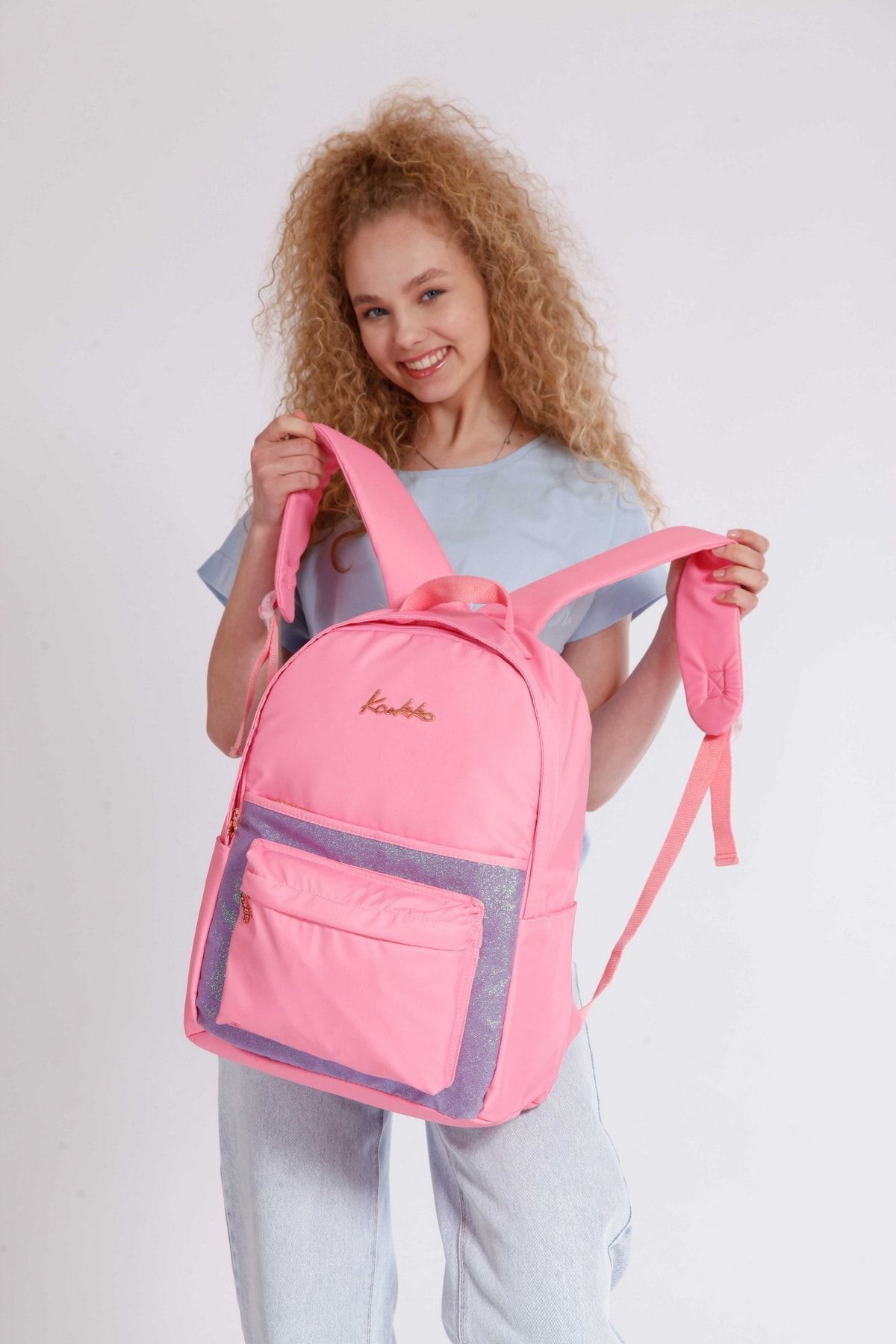 Magical Okul Çantası 41x31x18 Simli Roze (k1353)