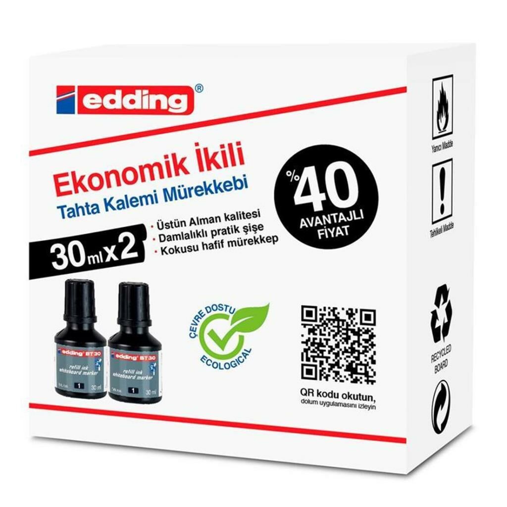 Eddi̇ng Tahta Kalem Mürekkebi̇ 2'li̇ Si̇yah Küçük Boy 30ml