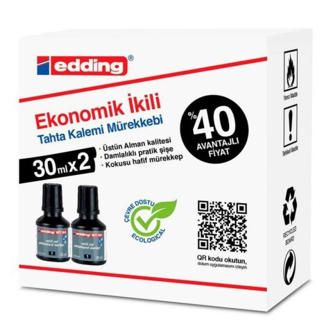 Eddi̇ng Tahta Kalem Mürekkebi̇ 2'li̇ Si̇yah Küçük Boy 30ml