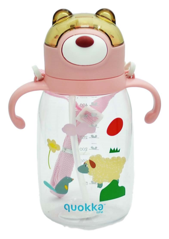 Quokka Pipetli 550ml Askılı Tritan Matara Pembe