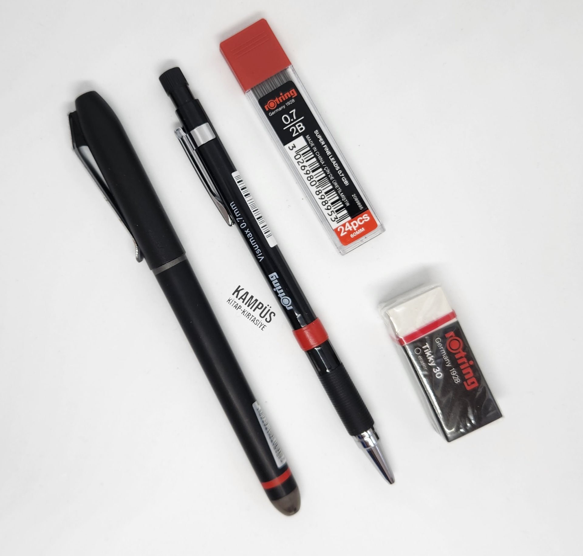 Rotring Visumax 0.7mm+Siyah Rollerball+Uç+Silgi Seti