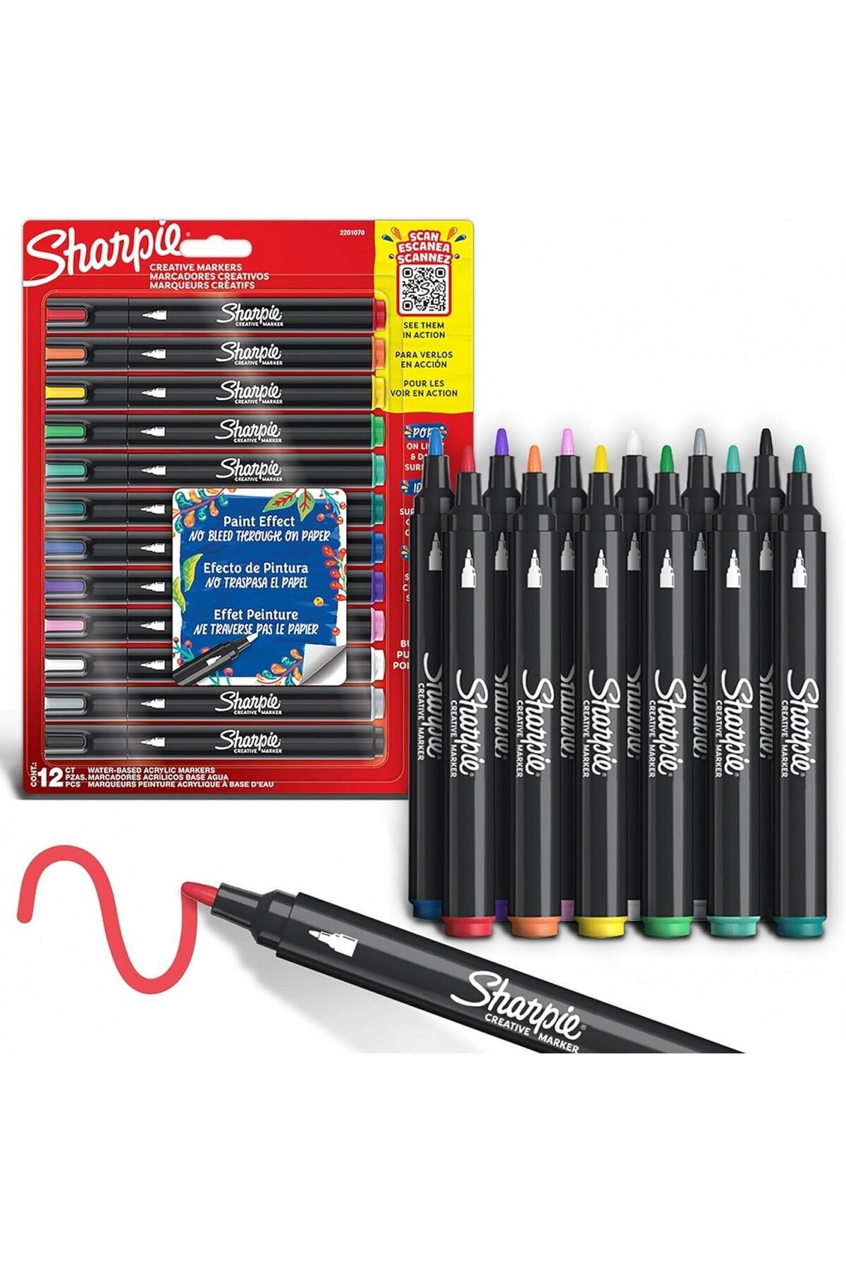 Sharpie Acrylic Paint Markers 12'li Yuvarlak Uç Akrilik Markör Kalem Seti / 2201070