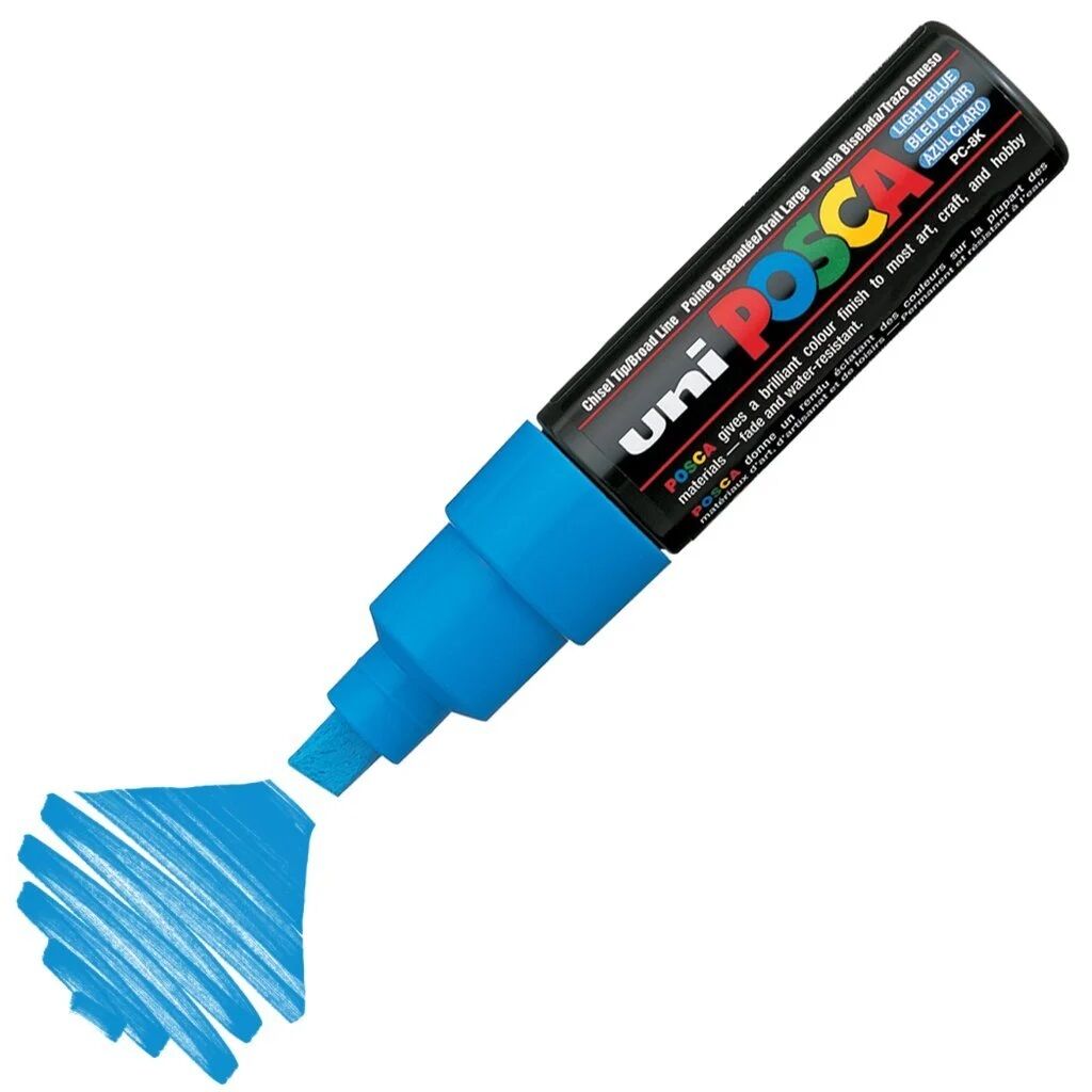 Uni Posca PC-8K 8.0mm Kesik Uç Metallic Mavi Markör