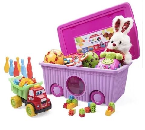 Flora Trendy Tekerlekli Oyuncak Kutusu 40 Lt Pembe