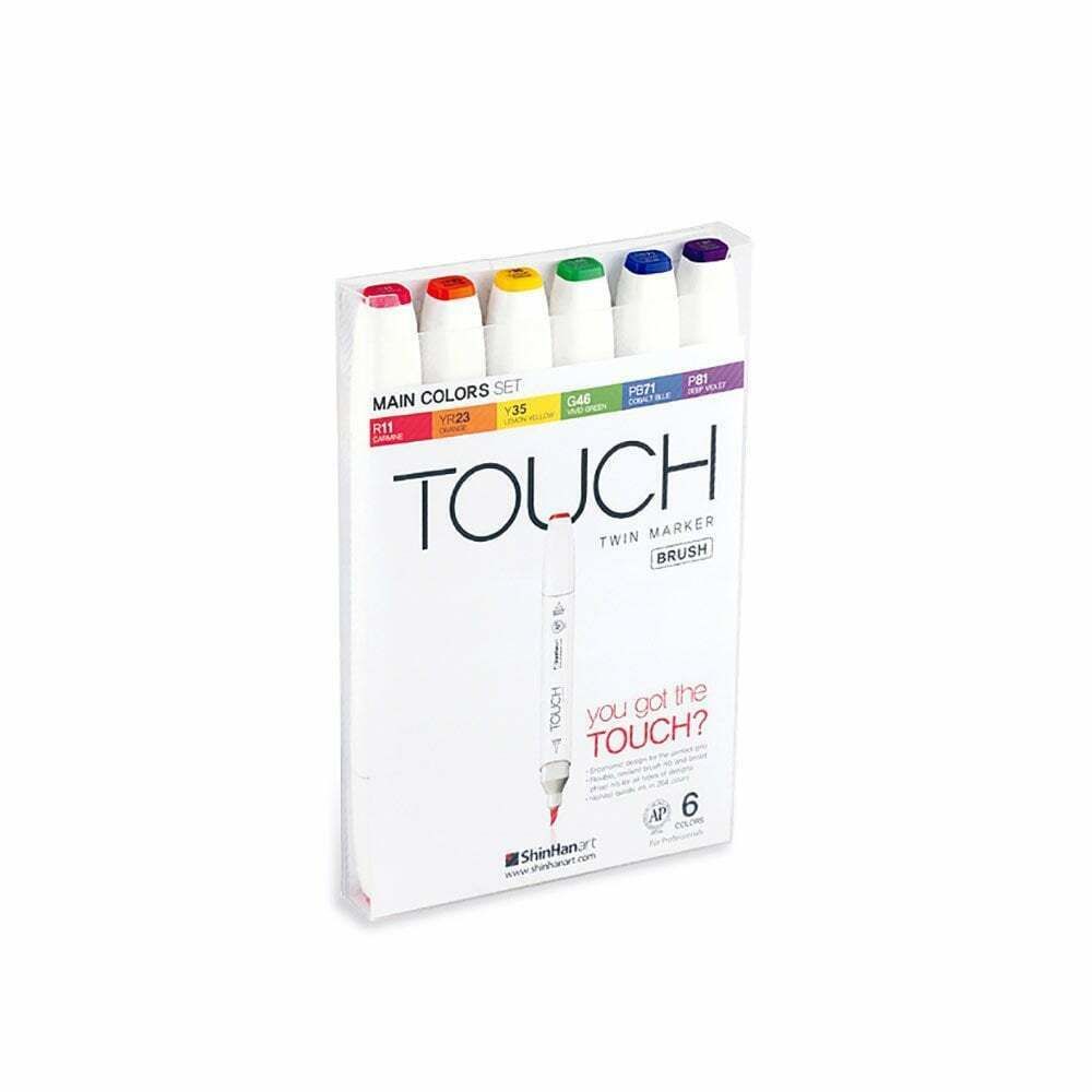 Touch Twin Brush Marker 6'lı Set Ana Renkler