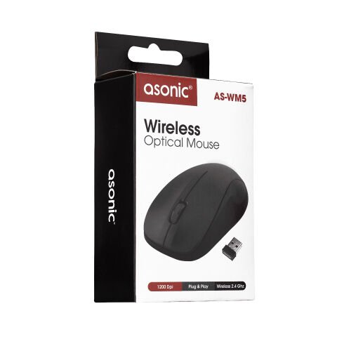 Asonic AS-WM5 Usb Siyah Optik Kablosuz Mouse