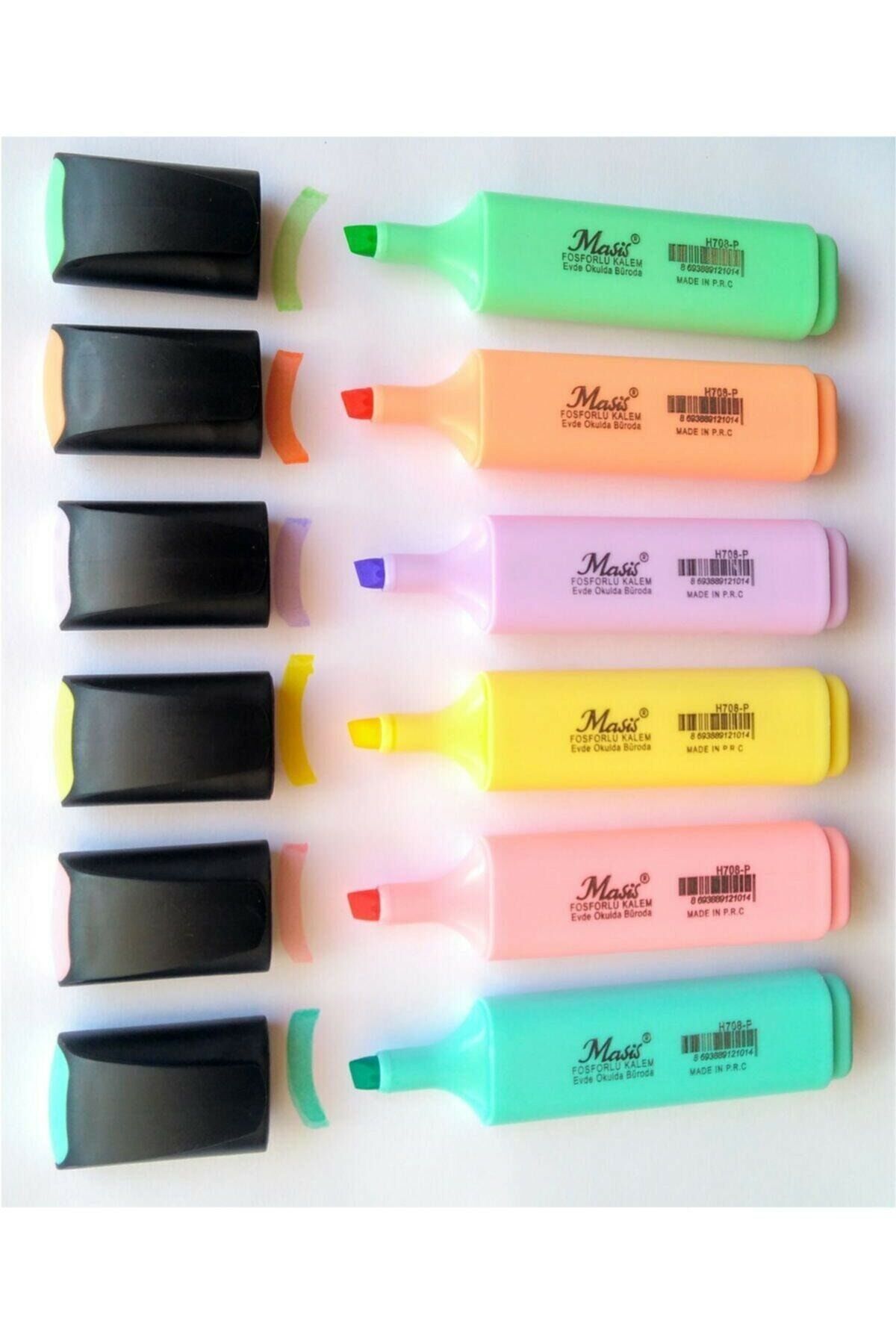 Pastel Renk Fosforlu Işaretleme Kalemi 6 Lı Set