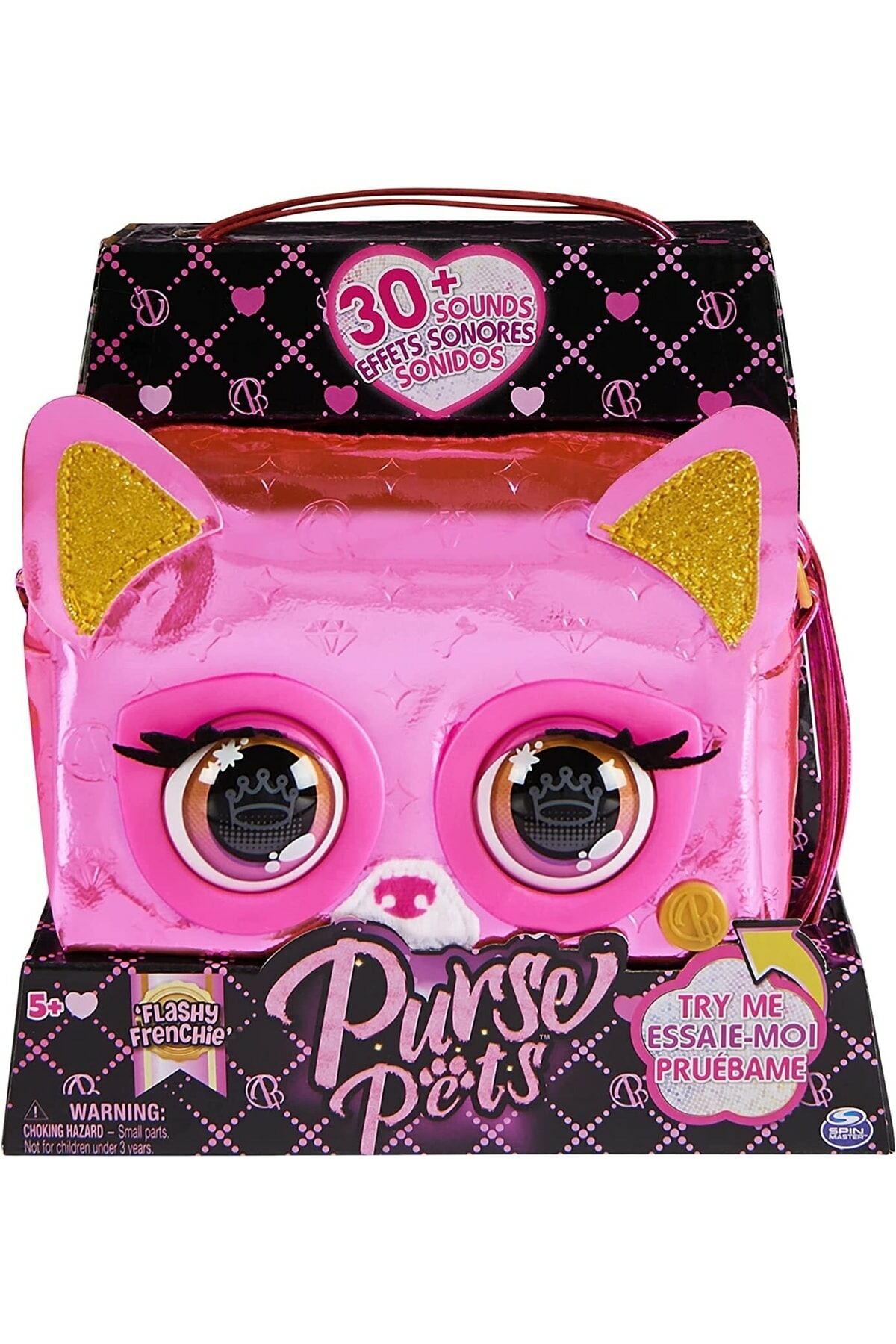 Purse Pets Fransız Bulldog Etkileşimli Göz Parlayan Hayvan Figürlü Çanta Pembe 6065582