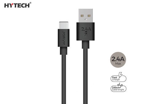 Hytech HY-X108 1m 2.4A Type-C Siyah Şarj Kablosu