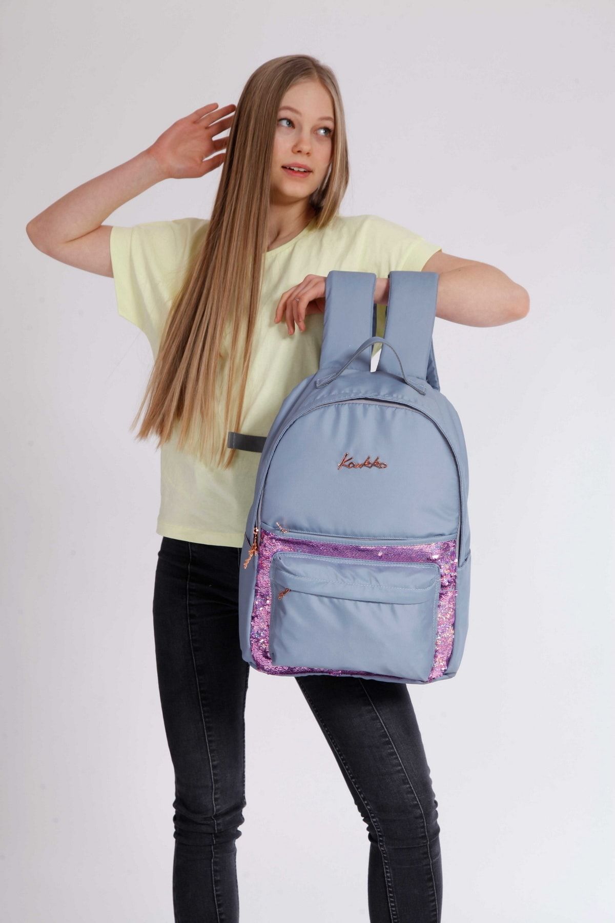 Magical Okul Çantası 41x31x18 Pullu Gri (k1354)