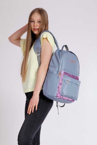Magical Okul Çantası 41x31x18 Pullu Gri (k1354)