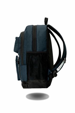 Unisex Lacivert Cok Gözlü Baskılı Sırt Çantası