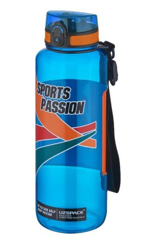 Uzspace 6043 Mavi Sports Passion Büyük Boy 1200 Ml Tritan Su Matarası Kaydırmaz Tutma Özelliği