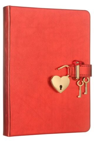 Hush Hush Metalik Kilitli Defter 13x18 Cm Kırmızı