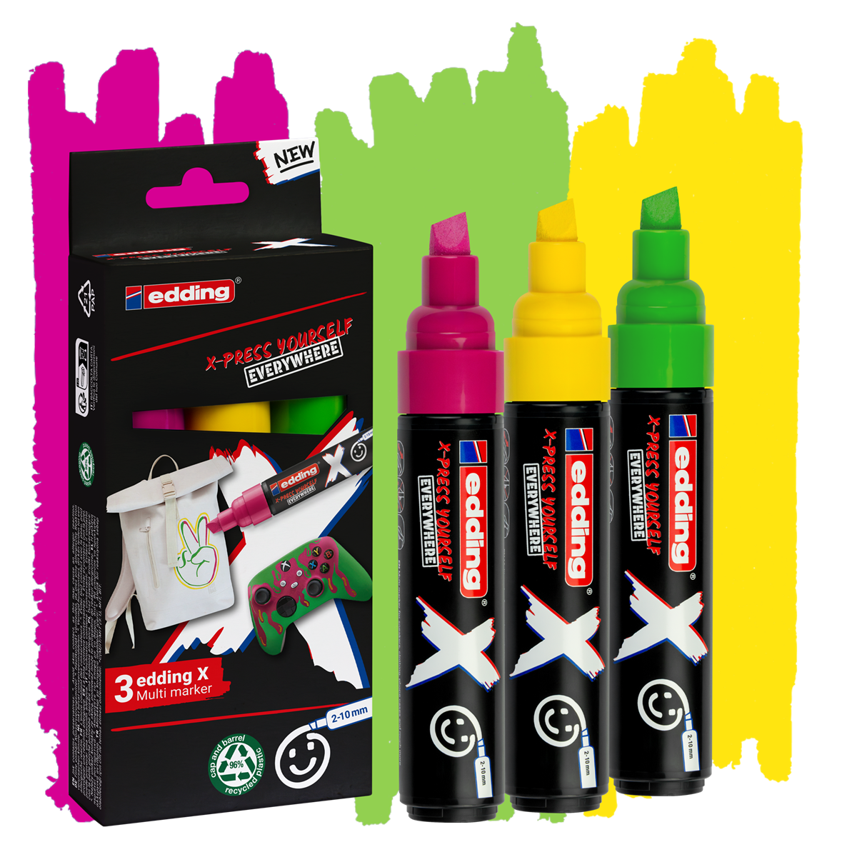 Edding E-6900 Multimaker Çok Yönlü Akrilik Boya Seti Kesik Uçlu Markör 2-10 mm Candy Colours