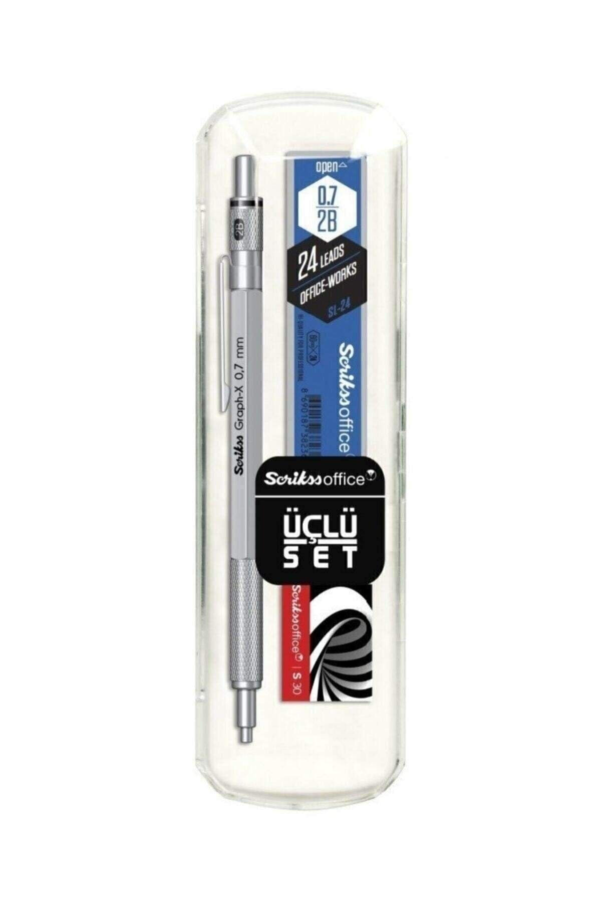 Graph-x Metal Versatil Kalem 0.7 Mm Kurşuni Gri 3'lü Set (KALEM RENGİ BEYAZ VE GRİ)